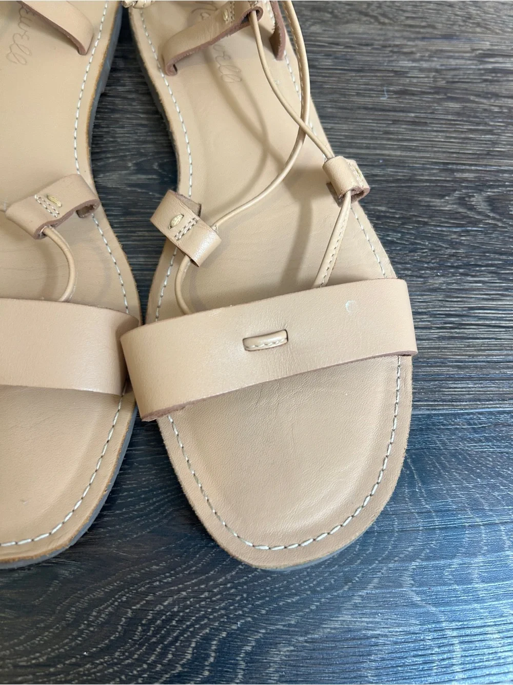 Madewell Boardwalk Lace-Up Sandals Women’s Nude Beige Leather Size 7.5